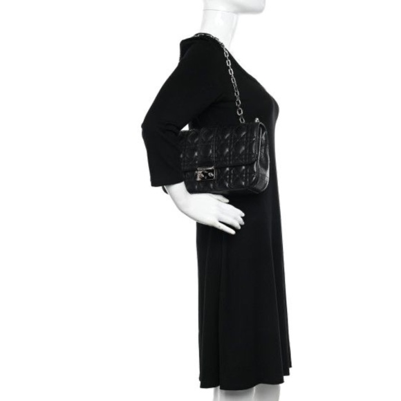 Authentic CHRISTIAN DIOR Lambskin Cannage Medium Miss Dior Flap Shoulder Bag Bla - Picture 3 of 16